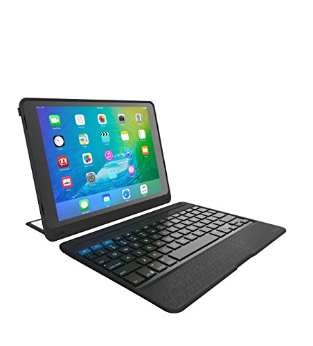 ZAGG Rugged Book Pro | Magnetic-Hinged | Multi Pairing | Durable stand Case & Detachable Wireless Backlit Keyboard | for Apple iPad PRO 9.7-inch [4th Gen 2016] & iPad Air 2 | - Black