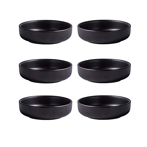 Colias Wing Simple Style Single Color Pattern Stylish Design Multipurpose Porcelain Side Dish Bowl Seasoning Dishes Soy Dipping Sauce Dishes-Set of 6-Black/Blue/White