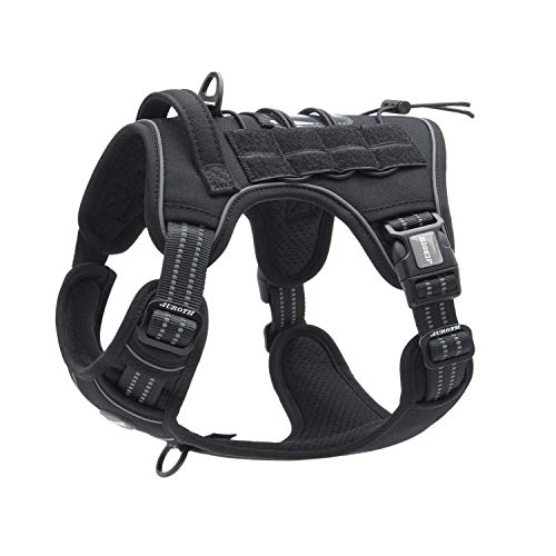 Auroth Tactical Dog Harness No Pulling Adjustable Pet Harness Reflective K9 Working Training Pet Vest Military Service Dog Harness Easy Control for Small Medium Large Dogs