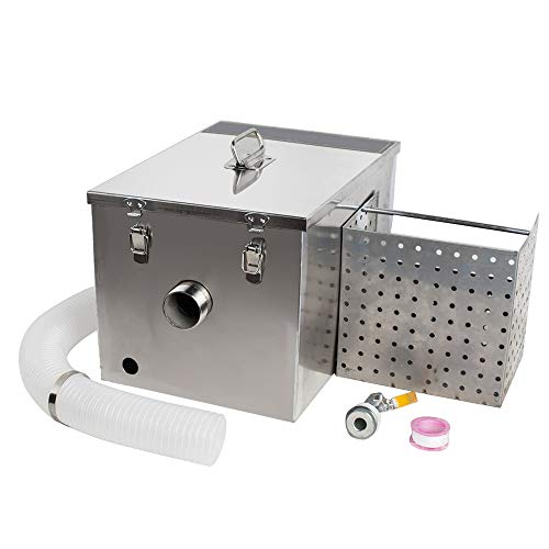 Funwill Commercial Grease Trap, Stainless Steel Grease Trap Interceptor Set with Removable Baffles for Restaurant Kitchen Wastewater - Shipping from USA