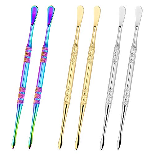 6 Packs 4.75 Inch Wax Carving Tool Wax Stainless Steel Scoop Wax Clay Sculpting Tool for Major Key to Success (Gold,Sliver,Rainbow)