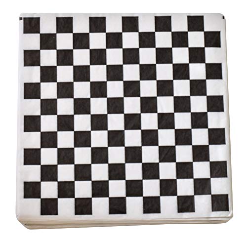 1000 Sheets Burger/Sandwich Wrapping Paper - 12 Inch Food Basket Liners - Black and White Checkered Design