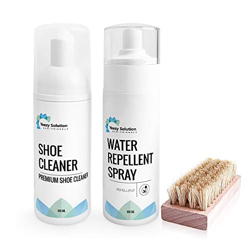 Shoe Cleaner Kit by YeezySolution - Eco-Friendly Ingredients, Water-free Effective Foam Formula, Water Repellent Spray, Premium Soft-Brush