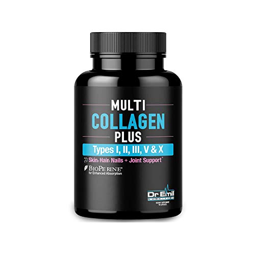 Multi Collagen Pills (Types I, II, III, V & X) - Collagen Peptides + Absorption Enhancer - Grass Fed Collagen Protein Blend for Anti-Aging, Hair, Skin, Nails and Joints (90 Collagen Capsules)