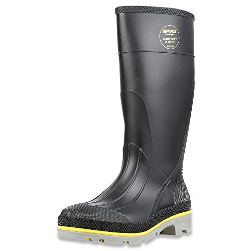 Servus XTP 15' PVC Chemical-Resistant Steel Toe Men's Work Boots, Black, Yellow & Gray, 11