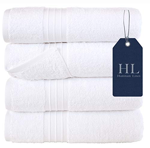 Bath Towels Set, White - Luxurious 100% Ring Spun Cotton - Quick Dry, Highly Absorbent, Soft Feel Towels, Perfect for Daily Use (4-Pack)