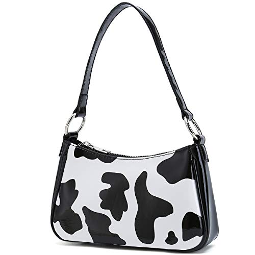 Small Shoulder Bags for Women Elegant Feminine Mini Handbags with Zipper Closure (Black/White Style 1)