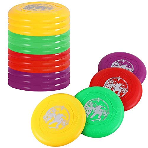 Liberty Imports Plastic Flying Disk Set for Outdoors Beach Backyard Sports Play Discs (Pack of 12)