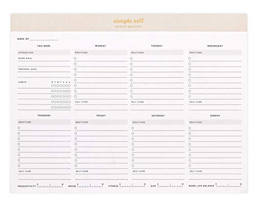 Work-Life Balance Planning Pad - Best Weekly to Do Pad for Productivity, Wellness, Self Care - Goal Setting, Gratitude, Habit Tracking, Daily to Do List (Sand Grey)