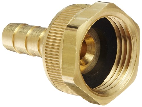 Dixon BCF73 Brass Hose Fitting, Machined Coupling with Swivel Nut, 3/8' GHT Female x 3/8' Hose ID Barbed