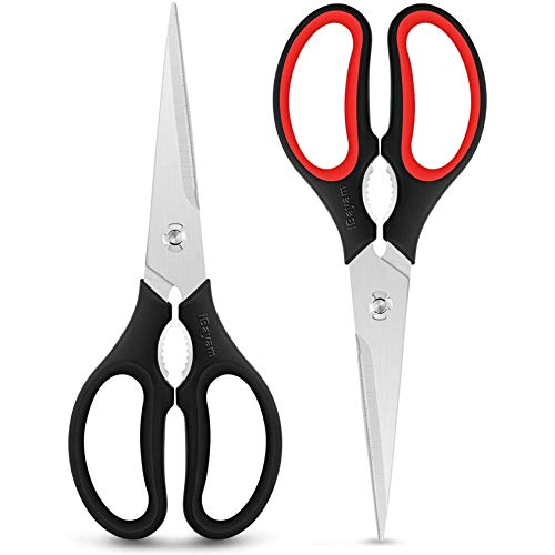 Kitchen Scissors, iBayam Heavy Duty Kitchen Shears, 2-Pack 9 Inch Dishwasher Safe Come Apart Food Scissors, Multipurpose Stainless Steel Sharp Cooking Scissors for Chicken, Poultry, Fish, Meat, Herbs