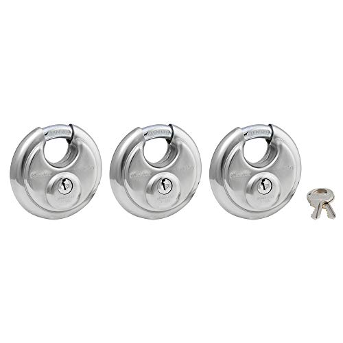 Master Lock 40TRI Shrouded Stainless Steel Disk Padlock with 2-3/4' Wide Body (Pack of 3)