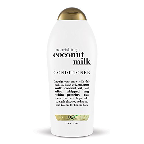 OGX Nourishing + Coconut Milk Moisturizing Conditioner for Strong & Healthy Hair, with Coconut Milk, Coconut Oil & Egg White Protein, Paraben-Free, Sulfate-Free Surfactants, 25.4 floz