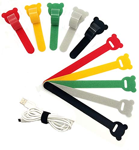 40 Pcs Reusable Fastening Cable Ties with Hook and Loop, Multi-Purpose Cable Straps Wire Ties Cable Management, Adjustable Fastening Cord Ties for Computer/TV/Electronics, 5 Colors