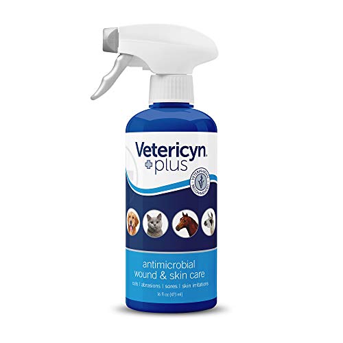 Vetericyn Plus All Animal Wound and Skin Care. Spray to Clean Cuts and Wounds. Itch, Soreness and Irritation Relief. No Stinging or Burning. for Cats, Dogs, Livestock and More. 16 Ounce.