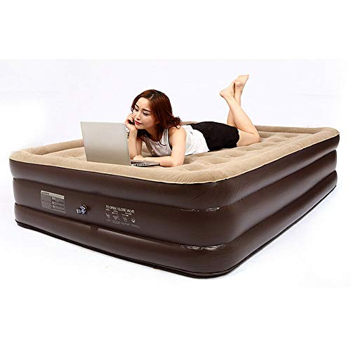 Twin Inflatable Airbed Mattress-Double Air Mattress Blow Up Bed Queen Size Camping Double High Luxury Twin Air Mattress with Built in Pump Modern Home Style, Suitable For Renting House User（Brown）