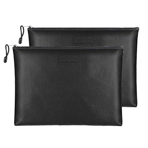 Fireproof Document Bags 2 Packs,13.4x9.8 Inches Waterproof and Fireproof Money Bag,Fireproof Safe Storage Pouch with Zipper for A4 Document Holder,File,Cash and Tablet