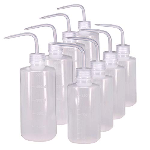 Belinlen 250ml and 500ml Plastic Safety Wash Bottle, Plastic Squeeze Bottle Narrow Mouth, 8 Pack (Each Size 4)