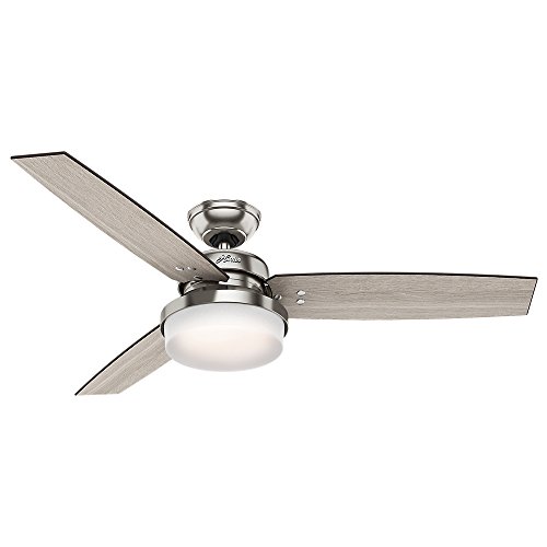 Hunter Sentinel Indoor Ceiling Fan with LED Light and Remote Control, 52', Brushed Nickel