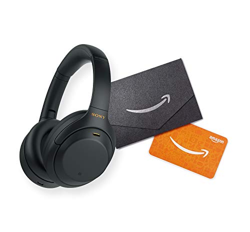 Sony WH-1000XM4 Wireless Industry Leading Noise Canceling Overhead Headphones with Mic for Phone-Call and Alexa Voice Control, Black with $25 Amazon Gift Card
