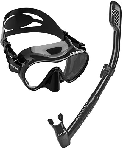 Cressi Scuba Diving Snorkeling Freediving Mask Snorkel Set, All Black