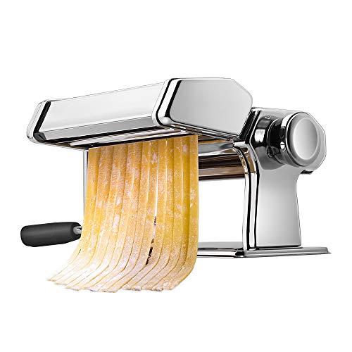 Pasta Machine, iSiLER 150 Roller Pasta Maker, 9 Adjustable Thickness Settings Noodles Maker with Washable Aluminum Alloy Rollers and Cutter,Perfect for Spaghetti, Fettuccini, Lasagna or Dumpling Skins