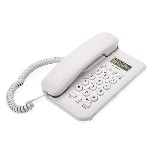 fosa Corded Phone with Caller ID Display, Home Hotel Wired Desktop Wall Phone Office Landline Telephone, FSK/DTMF Dual System(White)