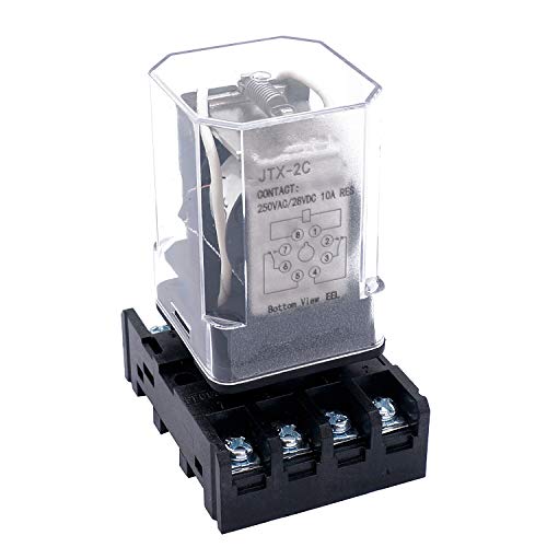 TWTADE/JTX-2C, MK2P-I DPDT Power Relay with Plug-in Terminal Socket Base, AC 110V Coil, 8 Pin 2NO 2NC (Quality Assurance for 1 Years) AC 110V