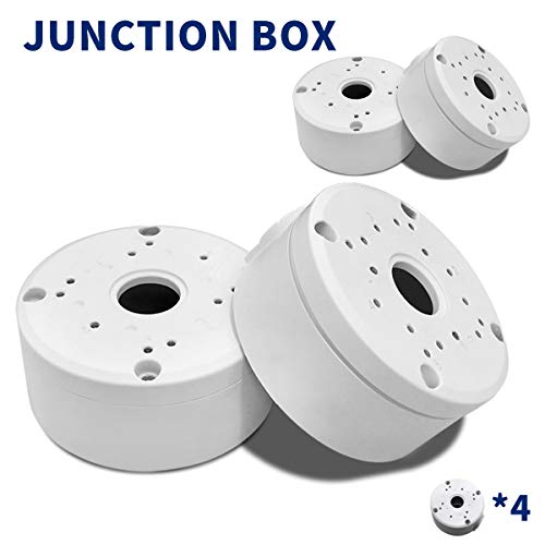 Universal Bullet Security Camera Junction Box Mount Bracket, Outdoor Use Waterproof Wall Ceiling Mount Aluminum Hide Cable Junction Base Boxes (4 Pack)