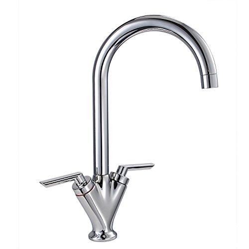 Inchant Polished Chrome Swivel Spout Kitchen Tap Modern Two-Handle Single Hole Vessel Sink Monobloc Kitchen Faucet,Deck Mount