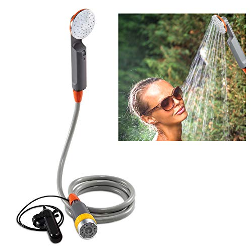 Ivation Portable Camping Shower | Compact Handheld & Hands-Free Rechargeable Outdoor Shower Head & Cleaning System w/ 3.7V Pump, 6-Ft Hose, Bidet Head, Removable Filter, Multiuse Hook & USB Cable