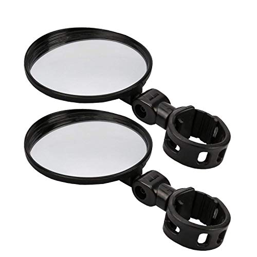 TAGVO Bike Mirrors, 2 pcs Bicycle Cycling Rear View Mirrors Adjustable Rotatable Handlebar Mounted Plastic Convex Mirror for Mountain Road Bike