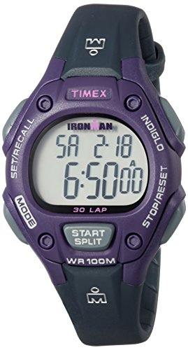 Timex Women's TW5M16000 Ironman Classic 30 Mid-Size Gray/Purple Resin Strap Watch