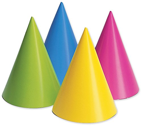 Creative Converting 20PH-0010 Party Hats, Assorted Neon, 16-Pack