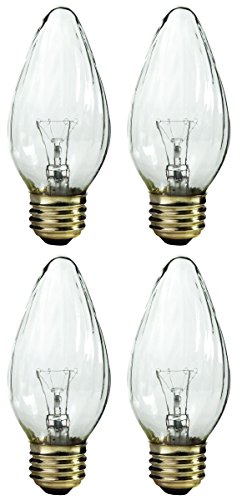 Pack of 4 60/F15 60 Watt Decor Wrinkled Flame Medium Base Shatter Resistant Incandescent Light Bulb