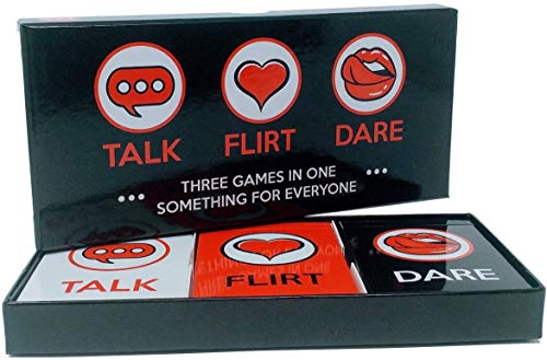 Fun and Romantic Game for Couples: Date Night Box Set with Conversation Starters, Flirty Games and Cool Dares - Choose from Talk, Flirt or Dare Cards for 3 Games in 1 - Lovely Gift!