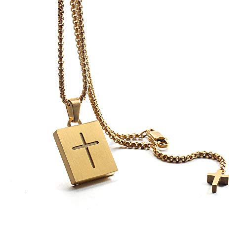 FORCEHOLD TF Card Holder Necklace, Stainless Steel SD Card Holder Self-bombing Slot Cross Pendent Necklace for Men Women