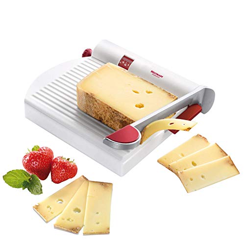 Westmark Germany Multipurpose Stainless Steel Cheese and Food Slicer with Board and Adjustable Thickness Dial (White) -