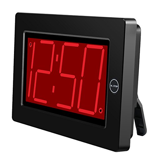 KWANWA Digital LED Wall Clock with 3'' Large Display Battery Operated/Powered Only - Black