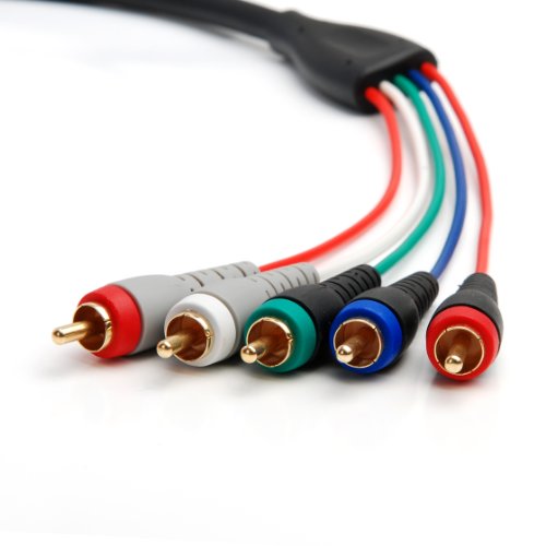 BlueRigger RCA- 5 Cable (Component Video Cable with Audio, 6 Feet)