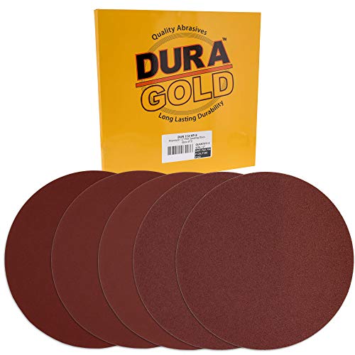Dura-Gold Premium 12' Sanding Discs Variety Pack Box - 60, 80, 120, 180, 240 Grit (1 Disc Each, 5 Total) - Sandpaper Discs with PSA Self Adhesive - Drywall, Floor, Woodworking, Auto For Power Sander