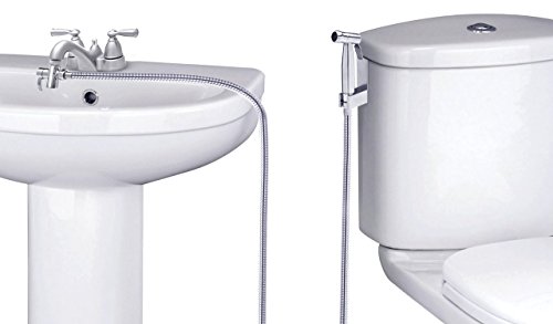 SmarterFresh Faucet Bidet Sprayer for Toilet - Warm Water Handheld Sprayer with Sink Hose Attachment for Bathroom… (Stainless Steel)