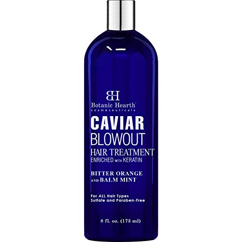 BOTANIC HEARTH Caviar Corrective Blowout Hair Treatment - Keratin Enriched Heat Activated Anti Frizz Smoothing Formula - 8 fl oz