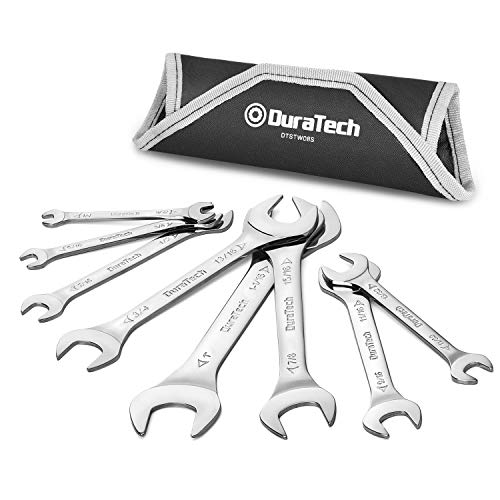 DURATECH Super-Thin Open End Wrench Set, SAE, 8-Piece, 1/4' to 1-1/16', CR-V, with Rolling Pouch