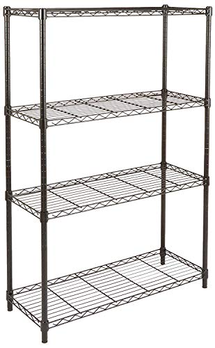 AmazonBasics 4-Shelf Adjustable, Heavy Duty Storage Shelving Unit (350 lbs loading capacity per shelf), Steel Organizer Wire Rack, Black (36L x 14W x 54H)