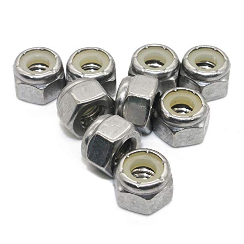 Fullerkreg 1/4-20 Nylon Insert Hex Lock Nuts, Stainless Steel A2-70/304/18-8, Plain Finish, Quantity 50