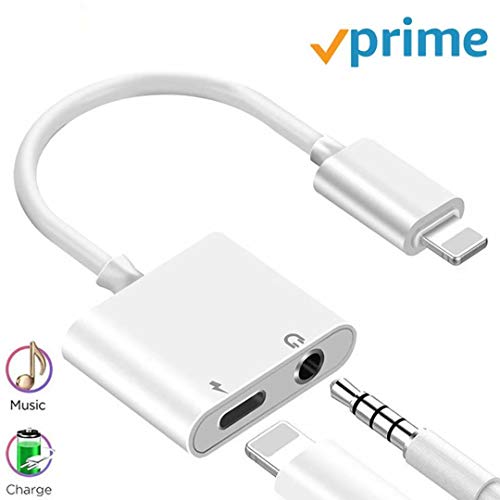 Headphone Adapter for iPhone Charger Jack AUX Audio 3.5 mm Jack Adapter for iPhone Adapter Compatible with iPhone 11/7/7 Plus/8/8 P lus/X/10/XSMAX Dongle Accessory Connector Earphone Adaptor