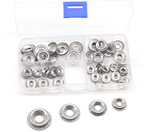 cSeao 110pcs Stainless Steel Finishing Cup Countersunk Washers Assortment Kit, 6#/ 8#/ 10#/ 12#