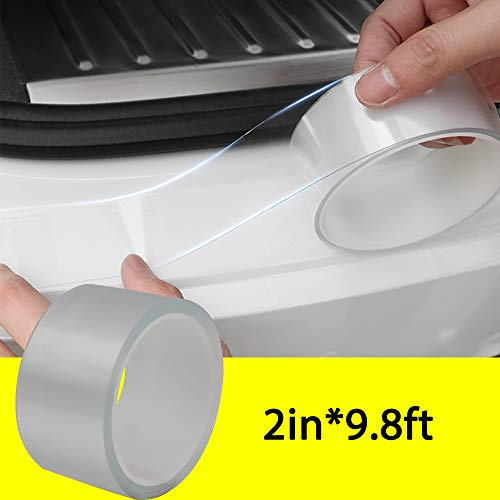 QBUC Car Door Entry Guards Scratch Cover Protector Paint Threshold Guard,Door sill Protector,Front Rear Door Entry Sill Guard Scuff Plate for Most Cars,2in9.8ft(5cm3m) Transparent