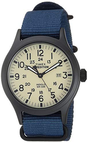 Timex Men's TW4B15600 Expedition Scout 40mm Blue/Black/Cream Nylon Slip-Thru Strap Watch